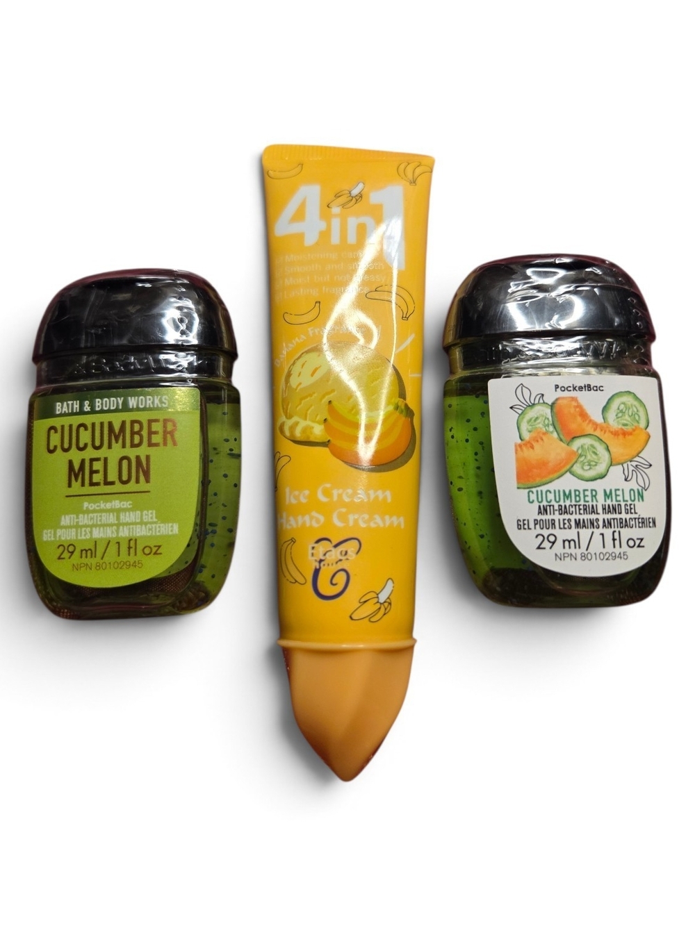 2x Antibacterial Hand Gels & 1x Banana Ice Cream 4-in-1 Hand Cream